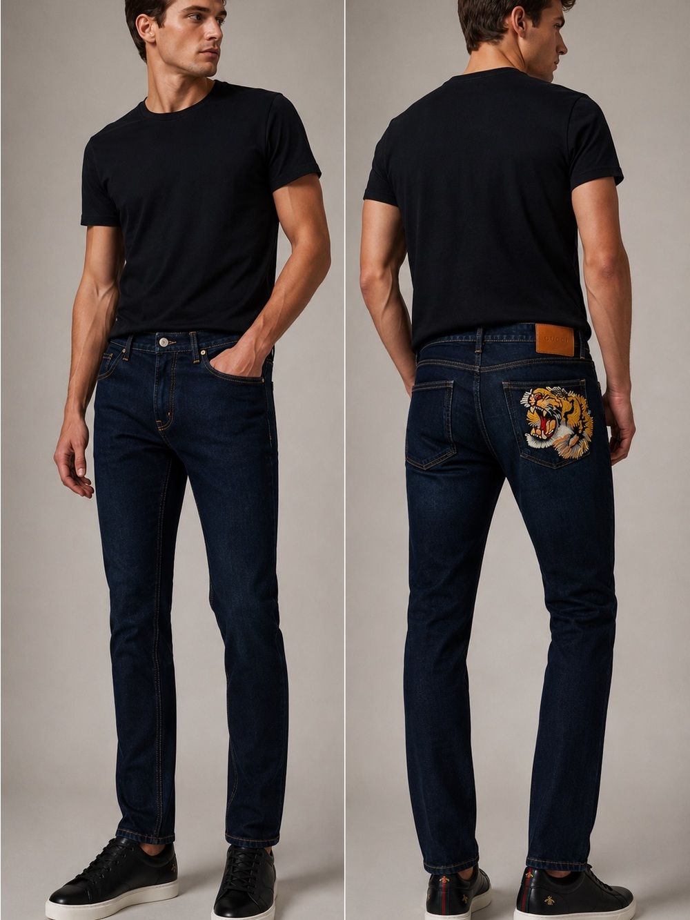 Authentic Gucci Tiger Embroidered Jeans  Size 31 Made in Italy RARE🐅